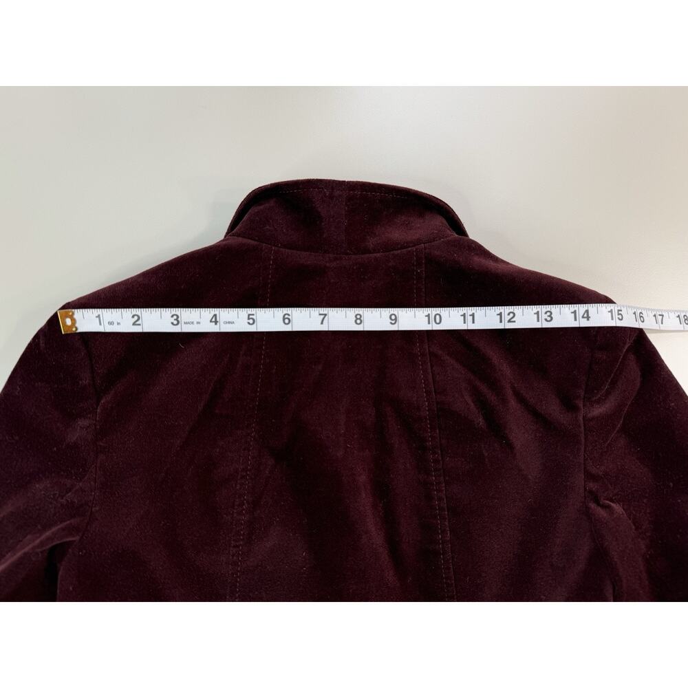 Talbots Womens Blazer Petite 6P Burgundy Velvet Peplum Classic Preppy Academia - Picture 7 of 13